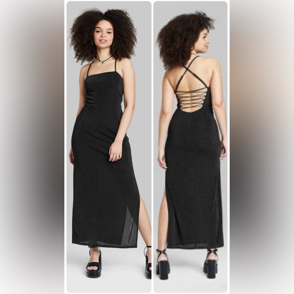 Wild Fable Lace-Up Open Back Maxi Dress